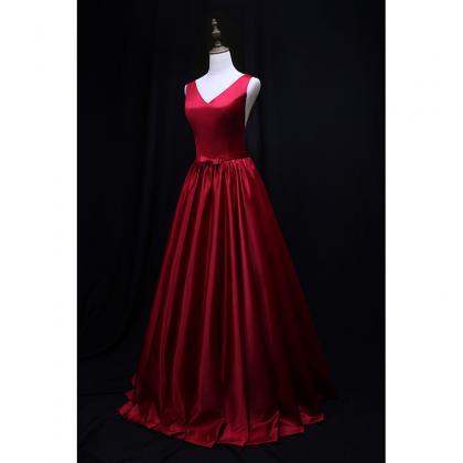 Charming Dark Red Satin Style Prom Dress 2021, Red..