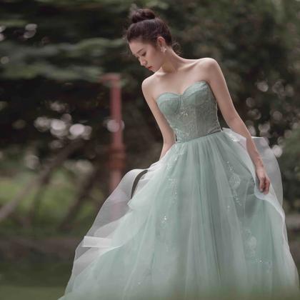 Mint Green Sweetheart Lace And Tulle Formal Dress,..
