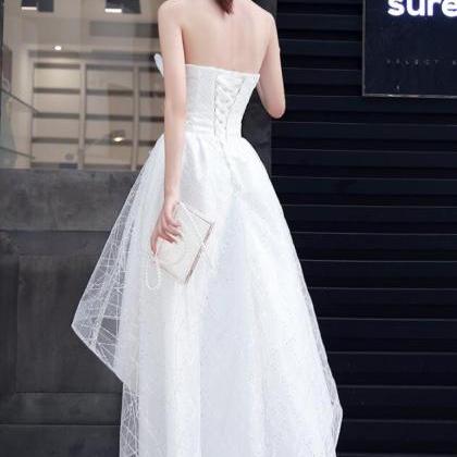 Cute White Tulle High Low Chic Short Prom Dress,..