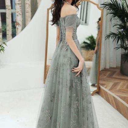 Green Off Shoulder Lace Sweetheart Party Dress,..