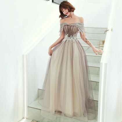 Off Shoulder Sweetheart Tulle With Lace Long..