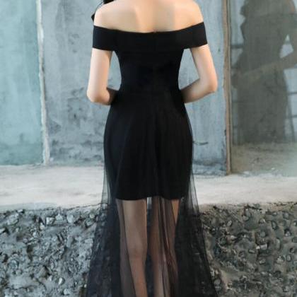 Sexy Black Off Shoulder Mermaid Tulle Long Evening..