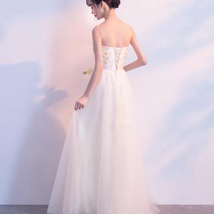 Beautiful Ivory Tulle A-line Long Formal Dress,..