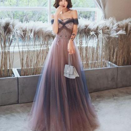 Charming Gradient Tulle Flowers Floor Length Party..