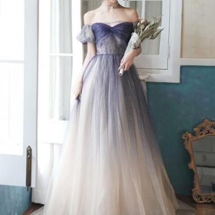 Gradient Beaded Tulle Chic Floor Length A-line..