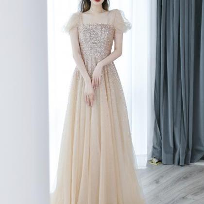 Light Champagne Sequins And Tulle Princess Long..