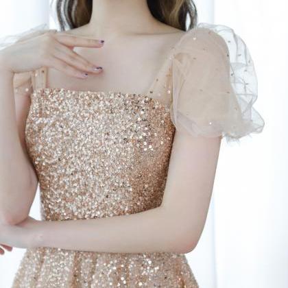 Light Champagne Sequins And Tulle Princess Long..