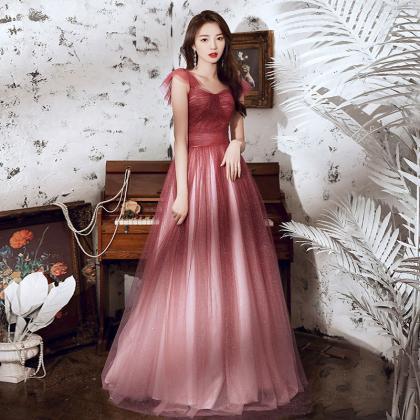 A-line Tulle Sweetheart Gradient Long Party Dress,..