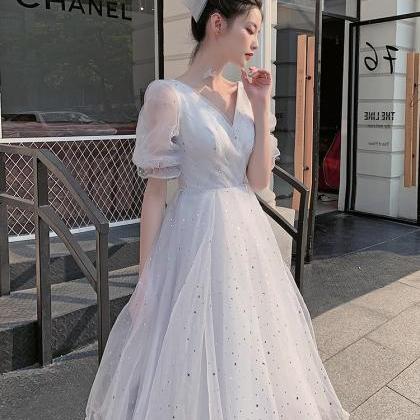 Lovely White Tulle Short Princess Party Dress,..