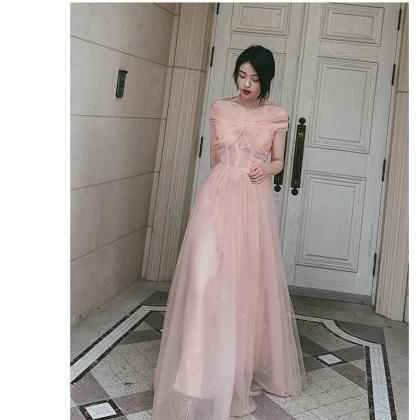 A-line Light Pink Sweetheart Tulle Prom Dress..