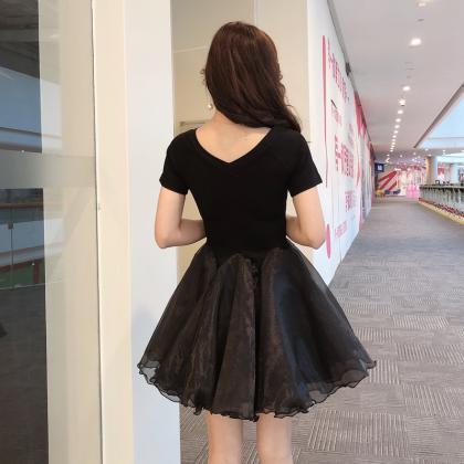 Black Short Sleeves Little Summer Dress, Cute..