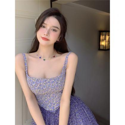 Cute Purple Mini Summer Short Dress, Women..