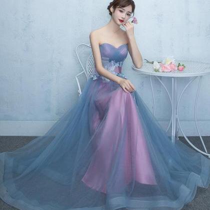 Blue And Pink Tulle Long Formal Dresses Party..