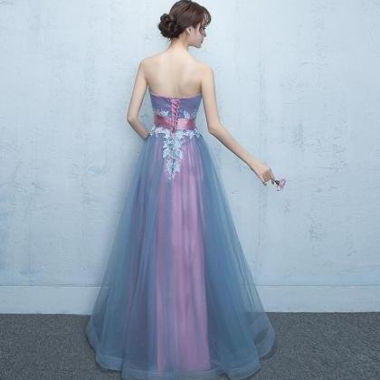 Blue And Pink Tulle Long Formal Dresses Party..