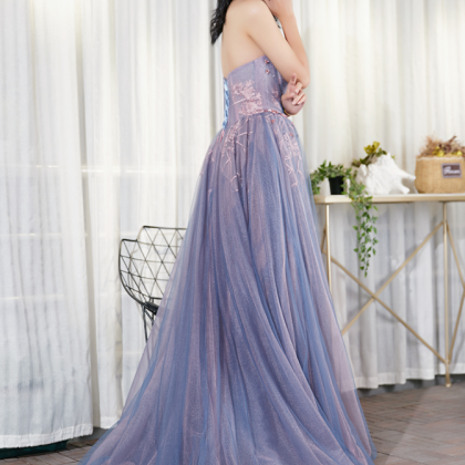 Beautiful Blue And Pink A-line Tulle Prom Dress,..