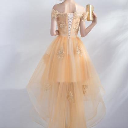 Beautiful Light Yellow Tulle Off Shoulder With..