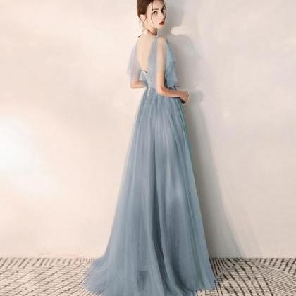 Beautiful Tulle V-neckline Lace Low Back Long..