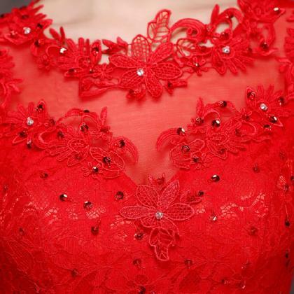 Red Lace Mermaid Long Evening Dress Wedding Party..