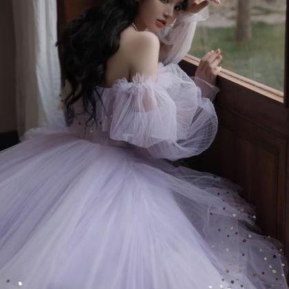 Light Purple Tulle Layers Ball Gown Princess..