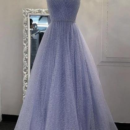 A Line V Neck Sequins Lilac Long Prom Dress, Lilac..