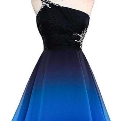 Lovely Blue Gradient Knee Length Party Dress, Blue..