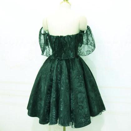 Lovely Green Off Shoulder Lace Knee Length Party..