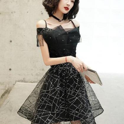 Black Short Chic Tulle Homecoming Dress Party..