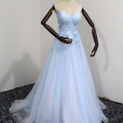 Blue Tulle Sweetheart Party Dress Formal Dress,..