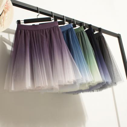 Cute Gradient Short Tulle Skirts, W..
