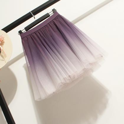 Cute Gradient Short Tulle Skirts, W..