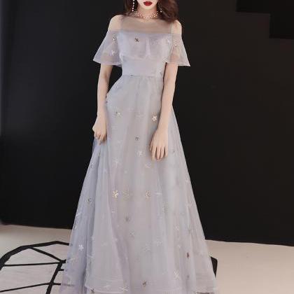 Lovely Grey Tulle A-line Off Should..