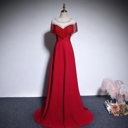 Red A-line Beautiful Floor Length Party Dress..