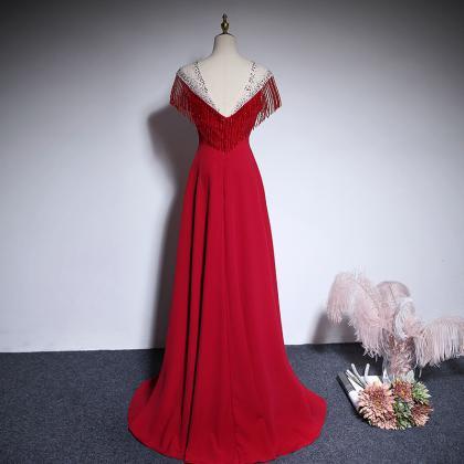 Red A-line Beautiful Floor Length Party Dress..