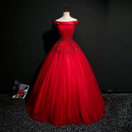 Gorgeous Red Tulle Ball Gown Long Sweet 16..