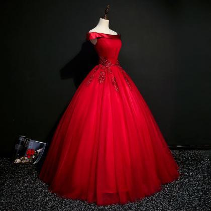 Gorgeous Red Tulle Ball Gown Long Sweet 16..