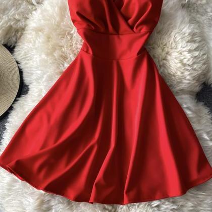 Red Cute A Linesummer Women Dress, Red Dresses..