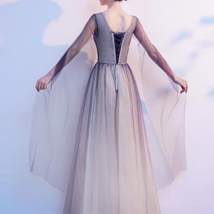 Beautiful Gradient V-neckline Tulle Party Dress,..
