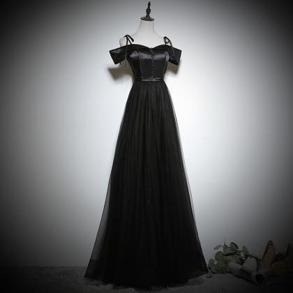 Lovely Black Off Shouldr A-line Satin With Tulle..