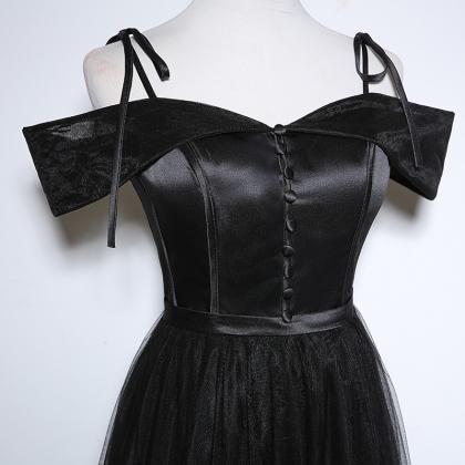Lovely Black Off Shouldr A-line Satin With Tulle..