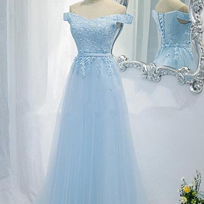 Beautiful Blue Simple Long Evening Dress Party..