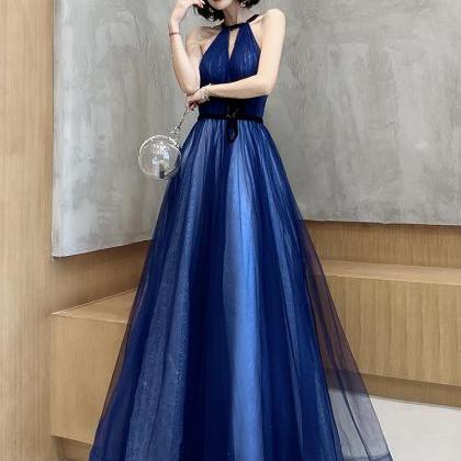 Beautiful Blue Haler Long Evening Dress Prom..