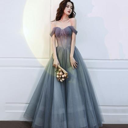 Lovely Grey-blue Tulle Sweetheart Shiny Off..