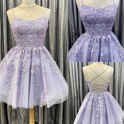 Cute Short Purple Homecoming Dress Prom Dress With..