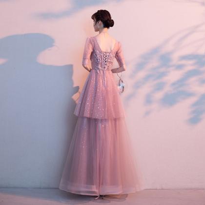 Lovely Pink Shiny Tulle With Lace Party Dress,..