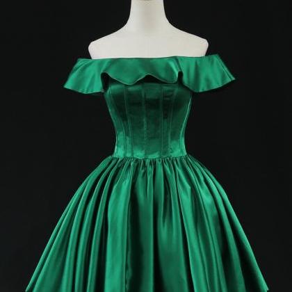 Cute Green Satin Short Party Dresse..