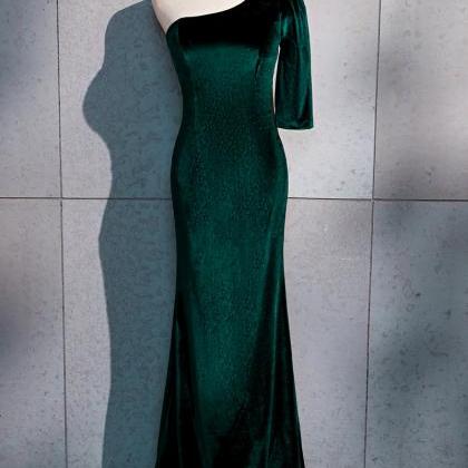 Dark Green Velvet Bridesmaid Dress ..
