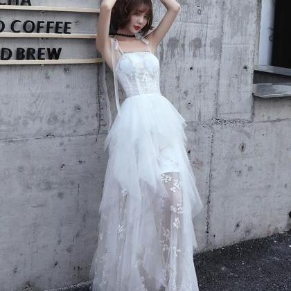 Cute White Tulle Layers With Lace Beautiful Gown,..