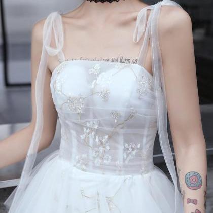 Cute White Tulle Layers With Lace Beautiful Gown,..