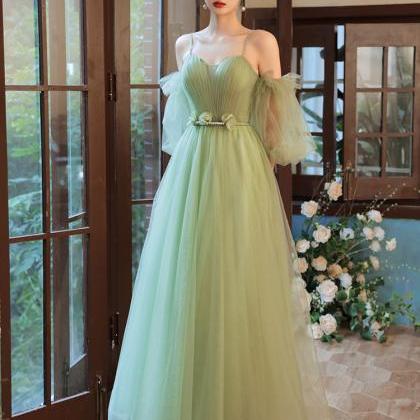 Green Tulle Simple Sweetheart Party..