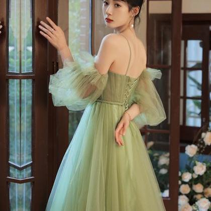 Green Tulle Simple Sweetheart Party..